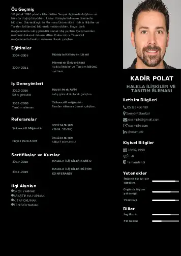 Halkla İlişkiler Cv Örnekleri cv indir